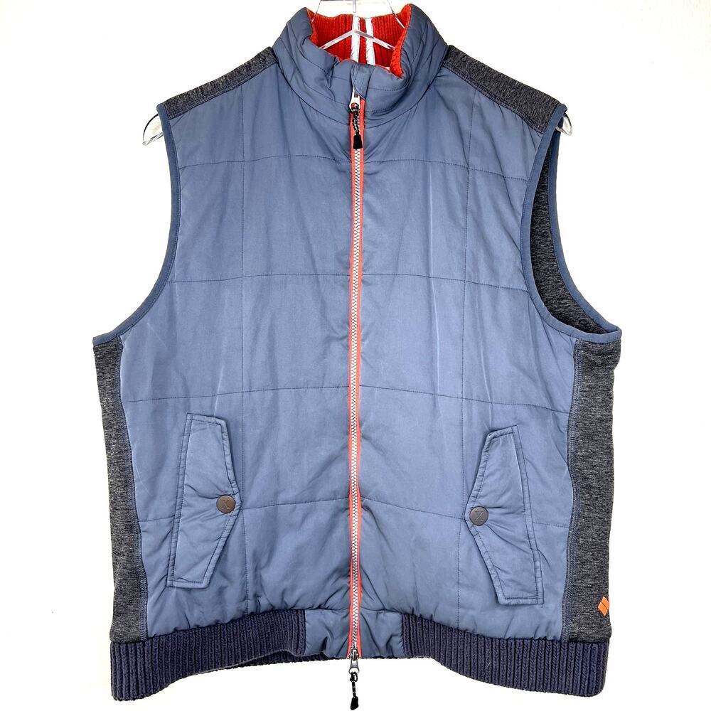 Robert Graham Quilted Full Zip Up Vest Gray Men's MEDIUM Layering Athletic Golf